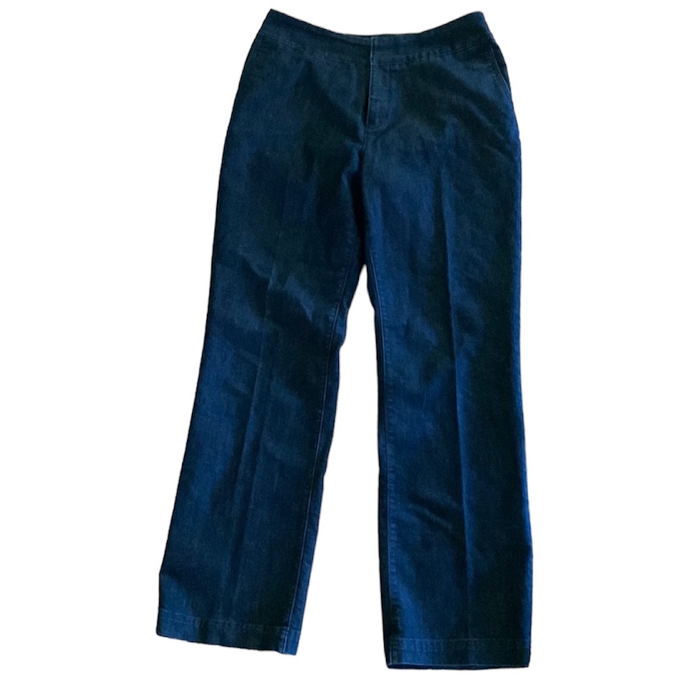 Chicos Platinum denim loose wide leg relaxed fit dark wash pants